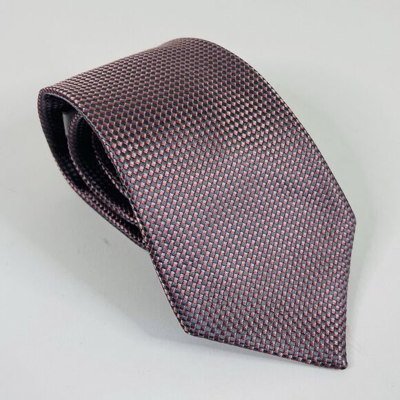 Joseph Abboud 100% Silk Necktie Tie Geometric Knit Orange Silver3 3/4 x 60 1/2 - Picture 1 of 3